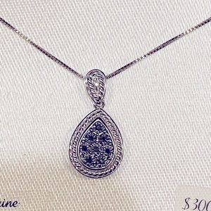 New in box with tags sterling silver teardrop diamond necklace